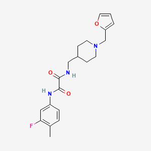 molecular formula C20H24FN3O3 B2825181 N1-(3-fluoro-4-methylphenyl)-N2-((1-(furan-2-ylmethyl)piperidin-4-yl)methyl)oxalamide CAS No. 953180-91-1
