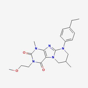 molecular formula C21H27N5O3 B2825185 9-(4-ethylphenyl)-3-(2-methoxyethyl)-1,7-dimethyl-7,8-dihydro-6H-purino[7,8-a]pyrimidine-2,4-dione CAS No. 844451-08-7