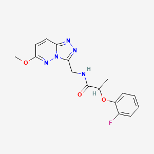 molecular formula C16H16FN5O3 B2825186 2-(2-氟苯氧基)-N-((6-甲氧基-[1,2,4]三唑[4,3-b]吡啶-3-基)甲基)丙酰胺 CAS No. 2034550-42-8