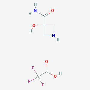 molecular formula C6H9F3N2O4 B2825188 3-Hydroxyazetidine-3-carboxamide; trifluoroacetic acid CAS No. 2044797-06-8