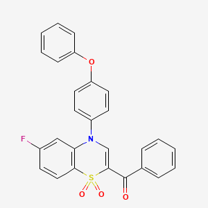 molecular formula C27H18FNO4S B2825196 [6-fluoro-1,1-dioxido-4-(4-phenoxyphenyl)-4H-1,4-benzothiazin-2-yl](phenyl)methanone CAS No. 1114852-78-6