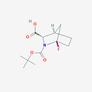 molecular formula C12H18FNO4 B2825203 (1R,3S,4R)-1-Fluoro-2-[(2-methylpropan-2-yl)oxycarbonyl]-2-azabicyclo[2.2.1]heptane-3-carboxylic acid CAS No. 2503155-02-8