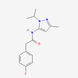 molecular formula C15H18FN3O B2825206 2-(4-fluorophenyl)-N-(1-isopropyl-3-methyl-1H-pyrazol-5-yl)acetamide CAS No. 1172706-16-9