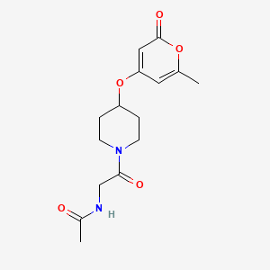 molecular formula C15H20N2O5 B2825207 N-(2-(4-((6-methyl-2-oxo-2H-pyran-4-yl)oxy)piperidin-1-yl)-2-oxoethyl)acetamide CAS No. 1795364-20-3