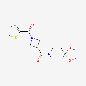 molecular formula C16H20N2O4S B2825208 (3-(1,4-Dioxa-8-azaspiro[4.5]decane-8-carbonyl)azetidin-1-yl)(thiophen-2-yl)methanone CAS No. 1286718-82-8