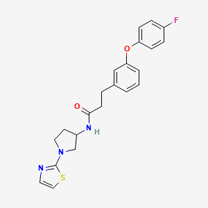 molecular formula C22H22FN3O2S B2825217 3-(3-(4-fluorophenoxy)phenyl)-N-(1-(thiazol-2-yl)pyrrolidin-3-yl)propanamide CAS No. 1797084-55-9
