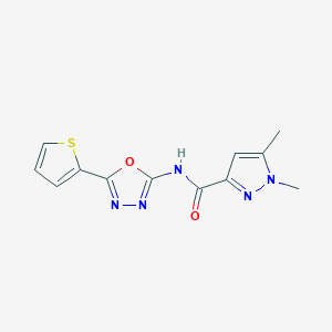 molecular formula C12H11N5O2S B2825220 1,5-dimethyl-N-(5-(thiophen-2-yl)-1,3,4-oxadiazol-2-yl)-1H-pyrazole-3-carboxamide CAS No. 1013784-27-4