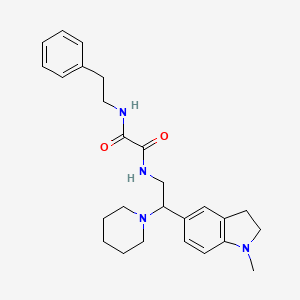 molecular formula C26H34N4O2 B2825227 N1-(2-(1-methylindolin-5-yl)-2-(piperidin-1-yl)ethyl)-N2-phenethyloxalamide CAS No. 922083-62-3