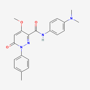 molecular formula C21H22N4O3 B2825228 N-(4-(dimethylamino)phenyl)-4-methoxy-6-oxo-1-(p-tolyl)-1,6-dihydropyridazine-3-carboxamide CAS No. 941927-04-4