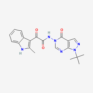 molecular formula C20H20N6O3 B2825238 N-(1-(叔丁基)-4-氧代-1H-吡唑并[3,4-d]嘧啶-5(4H)-基)-2-(2-甲基-1H-吲哚-3-基)-2-氧代乙酰胺 CAS No. 941971-12-6