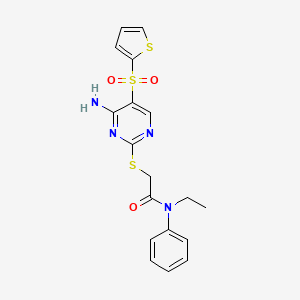 2-((4-amino-5-(thiophen-2-ylsulfonyl)pyrimidin-2-yl)thio)-N-ethyl-N-phenylacetamide