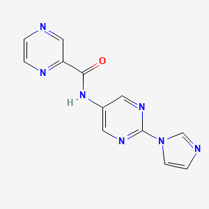 molecular formula C12H9N7O B2825242 N-(2-(1H-imidazol-1-yl)pyrimidin-5-yl)pyrazine-2-carboxamide CAS No. 1421474-42-1