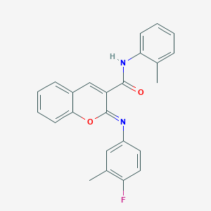 molecular formula C24H19FN2O2 B2825243 (2Z)-2-[(4-fluoro-3-methylphenyl)imino]-N-(2-methylphenyl)-2H-chromene-3-carboxamide CAS No. 1327171-51-6