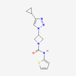molecular formula C13H15N5OS B2825248 3-(4-cyclopropyl-1H-1,2,3-triazol-1-yl)-N-(thiophen-2-yl)azetidine-1-carboxamide CAS No. 2198198-06-8