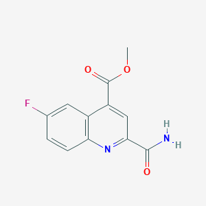 molecular formula C12H9FN2O3 B2825250 甲酸2-羰胺基-6-氟喹啉-4-羧酸乙酯 CAS No. 1799762-80-3