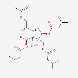 molecular formula C27H40O10 B2825255 [(1R,6R,7S,7Ar)-4-(acetyloxymethyl)-7-hydroxy-1,6-bis(3-methylbutanoyloxy)-6,7a-dihydro-1H-cyclopenta[c]pyran-7-yl]methyl 3-methylbutanoate CAS No. 18296-48-5