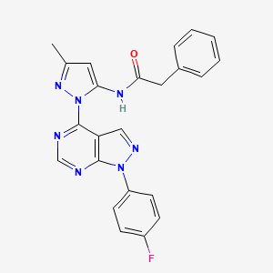 molecular formula C23H18FN7O B2825257 N-(1-(1-(4-fluorophenyl)-1H-pyrazolo[3,4-d]pyrimidin-4-yl)-3-methyl-1H-pyrazol-5-yl)-2-phenylacetamide CAS No. 1007084-80-1