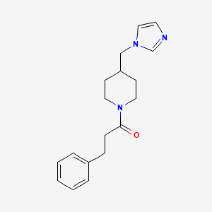 molecular formula C18H23N3O B2825259 1-(4-((1H-imidazol-1-yl)methyl)piperidin-1-yl)-3-phenylpropan-1-one CAS No. 168888-76-4