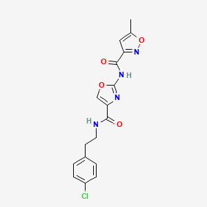 molecular formula C17H15ClN4O4 B2825261 N-(4-((4-chlorophenethyl)carbamoyl)oxazol-2-yl)-5-methylisoxazole-3-carboxamide CAS No. 1421508-20-4