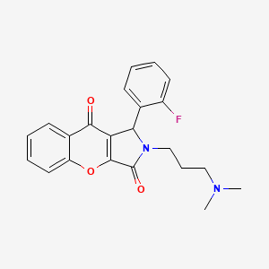 molecular formula C22H21FN2O3 B2825266 2-(3-(Dimethylamino)propyl)-1-(2-fluorophenyl)-1,2-dihydrochromeno[2,3-c]pyrrole-3,9-dione CAS No. 631868-37-6