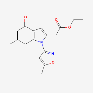 molecular formula C17H20N2O4 B2825270 Ethyl 2-(6-methyl-1-(5-methylisoxazol-3-yl)-4-oxo-5,6,7-trihydroindol-2-yl)acetate CAS No. 1024392-26-4