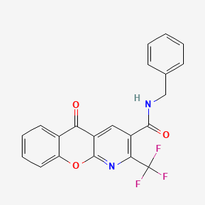 molecular formula C21H13F3N2O3 B2825275 N-benzyl-5-oxo-2-(trifluoromethyl)-5H-chromeno[2,3-b]pyridine-3-carboxamide CAS No. 339020-73-4