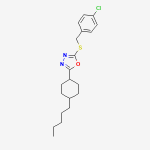 molecular formula C20H27ClN2OS B2825276 4-Chlorobenzyl 5-(4-pentylcyclohexyl)-1,3,4-oxadiazol-2-yl sulfide CAS No. 860610-79-3