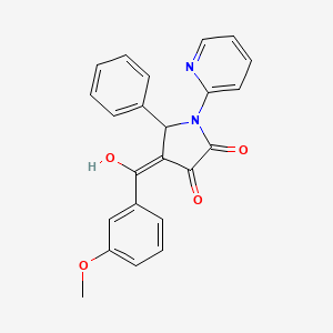 molecular formula C23H18N2O4 B2825279 3-hydroxy-4-(3-methoxybenzoyl)-5-phenyl-1-(pyridin-2-yl)-1H-pyrrol-2(5H)-one CAS No. 618417-50-8