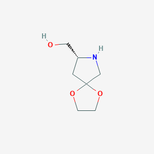 molecular formula C7H13NO3 B2825282 [(8R)-1,4-Dioxa-7-azaspiro[4.4]nonan-8-yl]methanol CAS No. 1821519-34-9