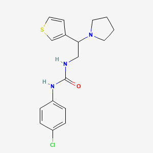 molecular formula C17H20ClN3OS B2825284 1-(4-Chlorophenyl)-3-(2-(pyrrolidin-1-yl)-2-(thiophen-3-yl)ethyl)urea CAS No. 955259-08-2