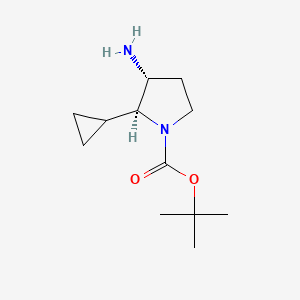 molecular formula C12H22N2O2 B2825285 Tert-butyl (2S,3R)-3-amino-2-cyclopropylpyrrolidine-1-carboxylate CAS No. 2165425-70-5