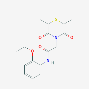 molecular formula C18H24N2O4S B2825288 2-(2,6-二乙基-3,5-二氧代噻吗啉-4-基)-N-(2-乙氧基苯基)乙酰胺 CAS No. 868215-83-2
