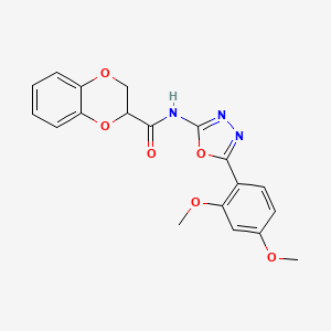 molecular formula C19H17N3O6 B2825291 N-(5-(2,4-dimethoxyphenyl)-1,3,4-oxadiazol-2-yl)-2,3-dihydrobenzo[b][1,4]dioxine-2-carboxamide CAS No. 865286-86-8