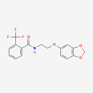 molecular formula C17H14F3NO4 B2825294 N-(2-(benzo[d][1,3]dioxol-5-yloxy)ethyl)-2-(trifluoromethyl)benzamide CAS No. 1170936-05-6