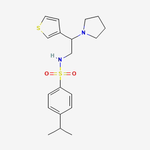 molecular formula C19H26N2O2S2 B2825296 4-异丙基-N-(2-(吡咯啉-1-基)-2-(噻吩-3-基)乙基)苯磺酰胺 CAS No. 946304-54-7