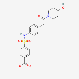 molecular formula C21H24N2O6S B2825299 methyl 4-(N-(4-(2-(4-hydroxypiperidin-1-yl)-2-oxoethyl)phenyl)sulfamoyl)benzoate CAS No. 1396869-92-3