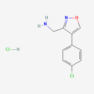 molecular formula C10H10Cl2N2O B2825307 [4-(4-氯苯基)-1,2-噁唑-3-基]甲胺；盐酸 CAS No. 2361839-00-9