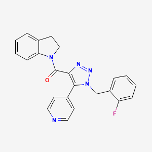 molecular formula C23H18FN5O B2825321 1-{[1-(2-fluorobenzyl)-5-pyridin-4-yl-1H-1,2,3-triazol-4-yl]carbonyl}indoline CAS No. 1788531-91-8