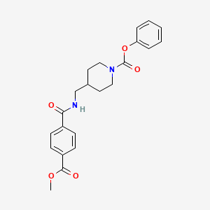 molecular formula C22H24N2O5 B2825322 Phenyl 4-((4-(methoxycarbonyl)benzamido)methyl)piperidine-1-carboxylate CAS No. 1235007-82-5