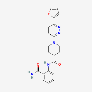molecular formula C21H21N5O3 B2825324 N-(2-carbamoylphenyl)-1-(6-(furan-2-yl)pyridazin-3-yl)piperidine-4-carboxamide CAS No. 1105234-02-3