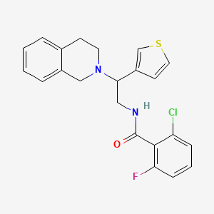 molecular formula C22H20ClFN2OS B2825325 2-chloro-N-(2-(3,4-dihydroisoquinolin-2(1H)-yl)-2-(thiophen-3-yl)ethyl)-6-fluorobenzamide CAS No. 954715-65-2