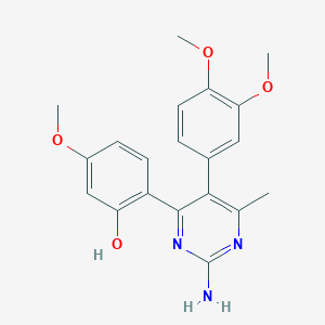molecular formula C20H21N3O4 B2825328 2-(2-Amino-5-(3,4-dimethoxyphenyl)-6-methylpyrimidin-4-yl)-5-methoxyphenol CAS No. 896072-77-8