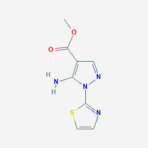 molecular formula C8H8N4O2S B2825335 Methyl 5-amino-1-(1,3-thiazol-2-yl)pyrazole-4-carboxylate CAS No. 2091805-93-3