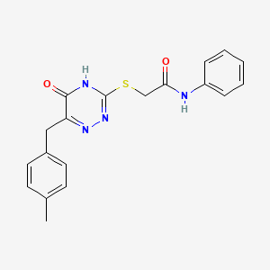 molecular formula C19H18N4O2S B2825336 2-((6-(4-methylbenzyl)-5-oxo-4,5-dihydro-1,2,4-triazin-3-yl)thio)-N-phenylacetamide CAS No. 898624-88-9