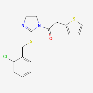 1-[2-[(2-Chlorophenyl)methylsulfanyl]-4,5-dihydroimidazol-1-yl]-2-thiophen-2-ylethanone