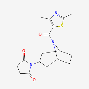 molecular formula C17H21N3O3S B2825375 1-((1R,5S)-8-(2,4-二甲基噻唑-5-甲酰)-8-氮杂双环[3.2.1]辛-3-基)吡咯啉-2,5-二酮 CAS No. 1903797-93-2