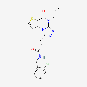 molecular formula C20H20ClN5O2S B2825376 N-(2-chlorobenzyl)-3-(5-oxo-4-propyl-4,5-dihydrothieno[2,3-e][1,2,4]triazolo[4,3-a]pyrimidin-1-yl)propanamide CAS No. 1189971-90-1