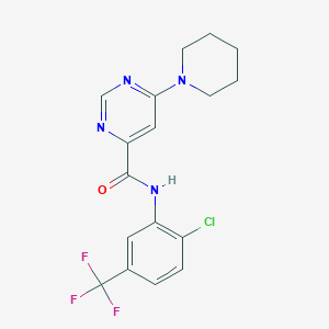molecular formula C17H16ClF3N4O B2825379 N-(2-chloro-5-(trifluoromethyl)phenyl)-6-(piperidin-1-yl)pyrimidine-4-carboxamide CAS No. 1898955-06-0