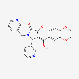 molecular formula C24H19N3O5 B2825382 4-(2,3-dihydrobenzo[b][1,4]dioxine-6-carbonyl)-3-hydroxy-5-(pyridin-3-yl)-1-(pyridin-3-ylmethyl)-1H-pyrrol-2(5H)-one CAS No. 618413-18-6