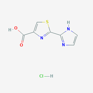 molecular formula C7H6ClN3O2S B2825383 2-(1H-imidazol-2-yl)-1,3-thiazole-4-carboxylic acid hydrochloride CAS No. 2094829-99-7